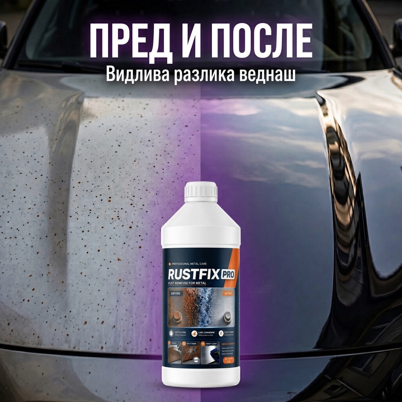 Спреј За Отстранување 'Рѓа – Ефикасна и Едноставна Обнова На Метални Површини 1л